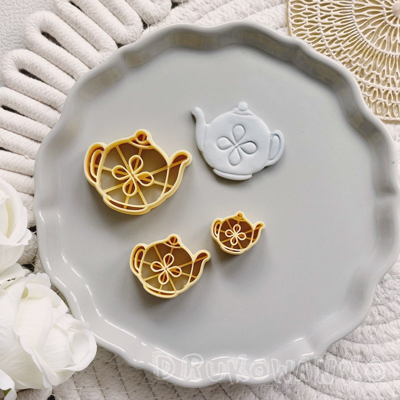 Kettle Teapot Water Coffee 2 Polymer Clay Cutter For Earring Jewelry Making
