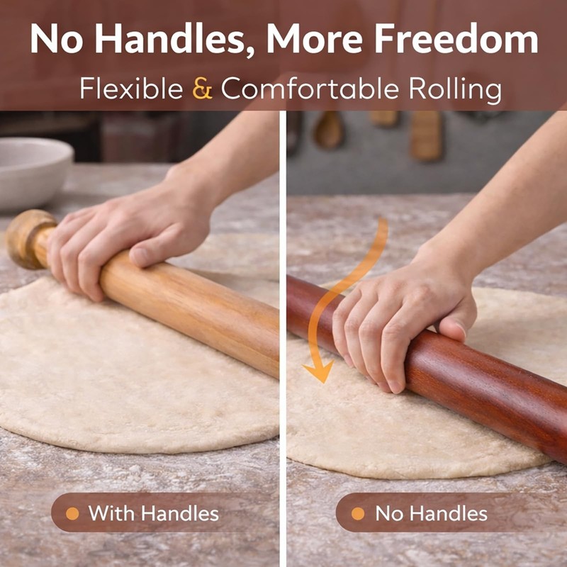 17 Inch French Rolling Pin, Wooden Dough Roller for Baking, Solid Wood Tapere... gallery