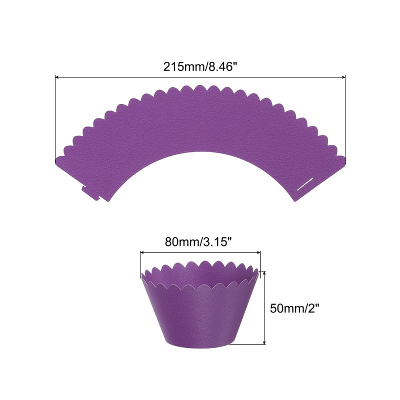 Cupcake Paper Wraps, 50pcs Cooking Cups Standard Wave Decoration, Dark Purple gallery