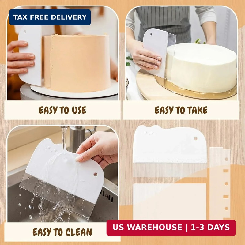 Zhehao 4 Pcs Cake Smoother Scraper Plastic Cake Scraper for Bread Pastry Chef Ba gallery