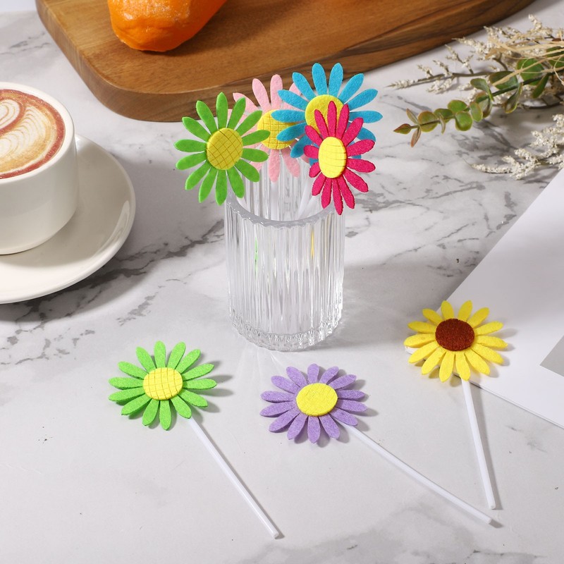 30 Pcs Daisies Cupcake Toppers, 2 x 2" Flower Cupcake Toppers, Rose Red gallery