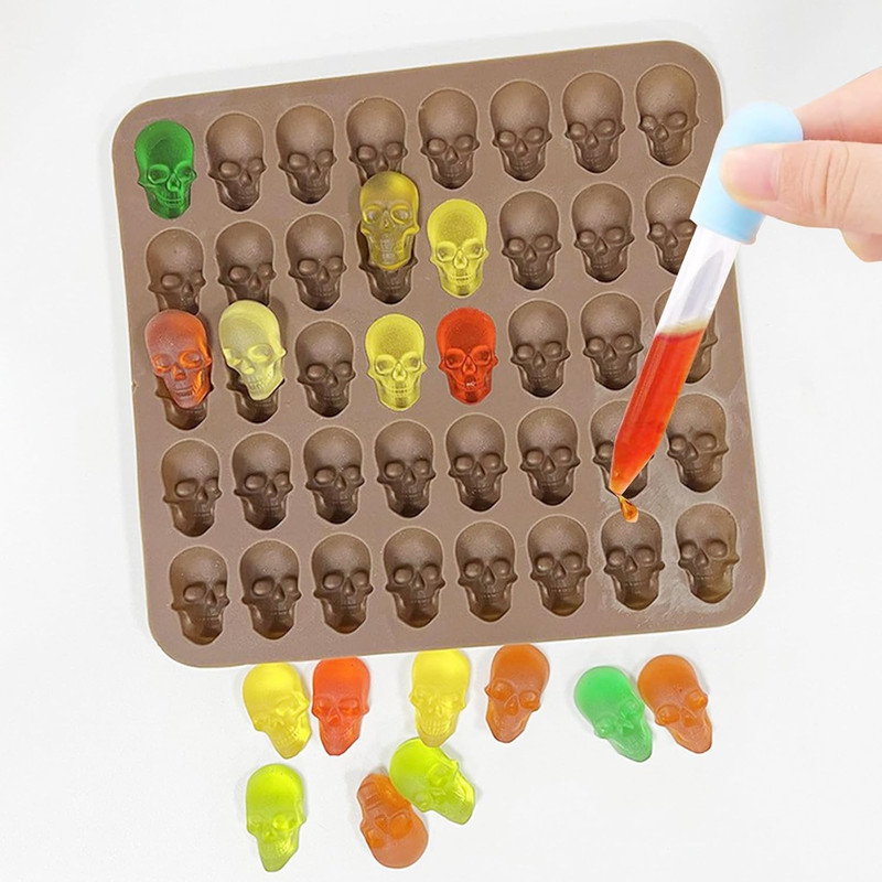Gummy Skull Candy Molds Silicone 2 Pack 40 Cavity Non-Stick Skull Silicone gallery