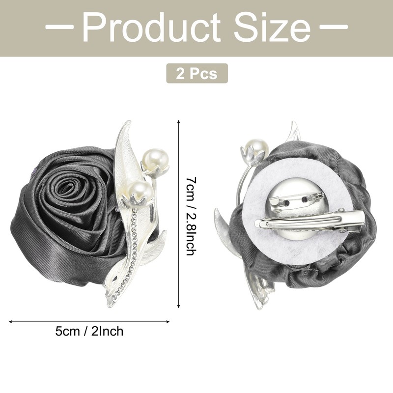 2 Pcs Boutonnieres for Men, Deep Grey Groom Corsage Artificial Flower gallery
