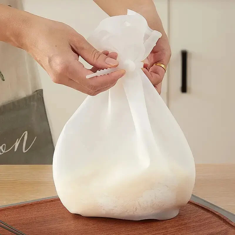 1pc Food Grade Silicone Kneading Bag with Drawstring and Noodle Bag gallery