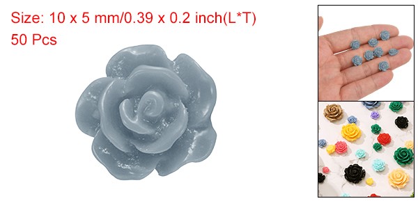 50 Pcs Grey Resin Rose Flower Beads, 10mm Flatback Flower Charm gallery