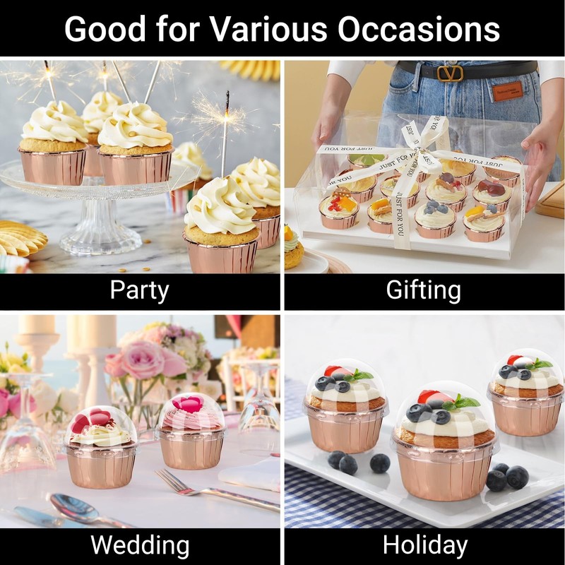Cupcake Liners for Baking, 3.5oz 50pcs Disposable Champagne Mini Foil Cupcake... gallery