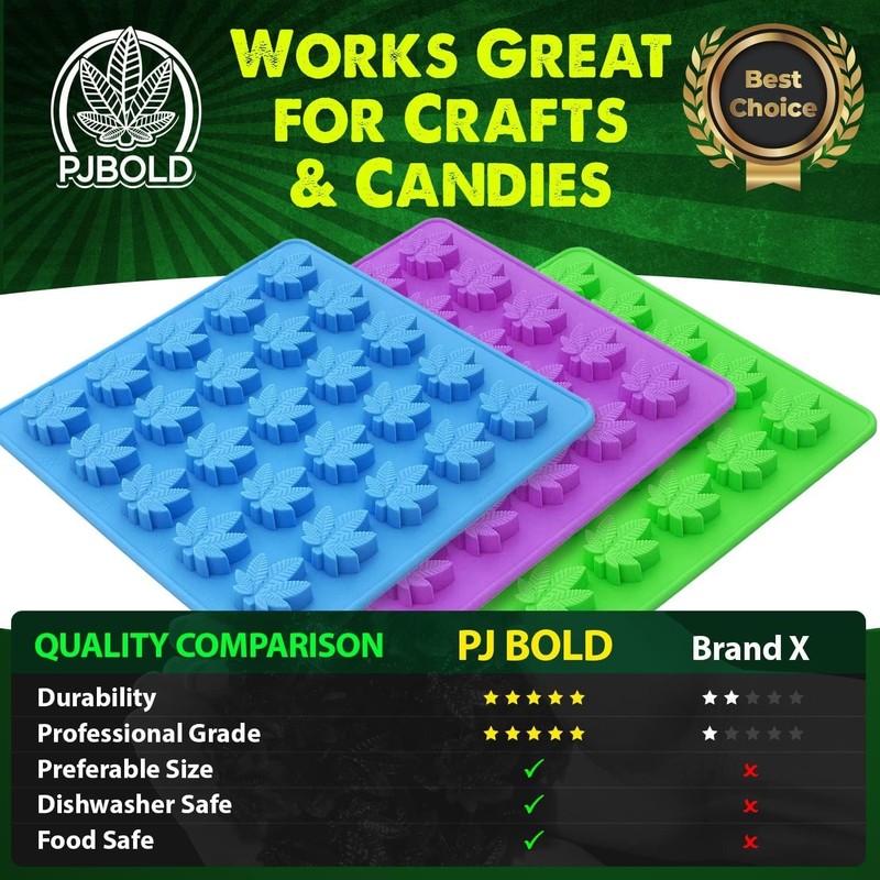 Silicone Gummy Mold 3 Pack Leaf Shape BPA Free Food Safe Treats Easy Release gallery