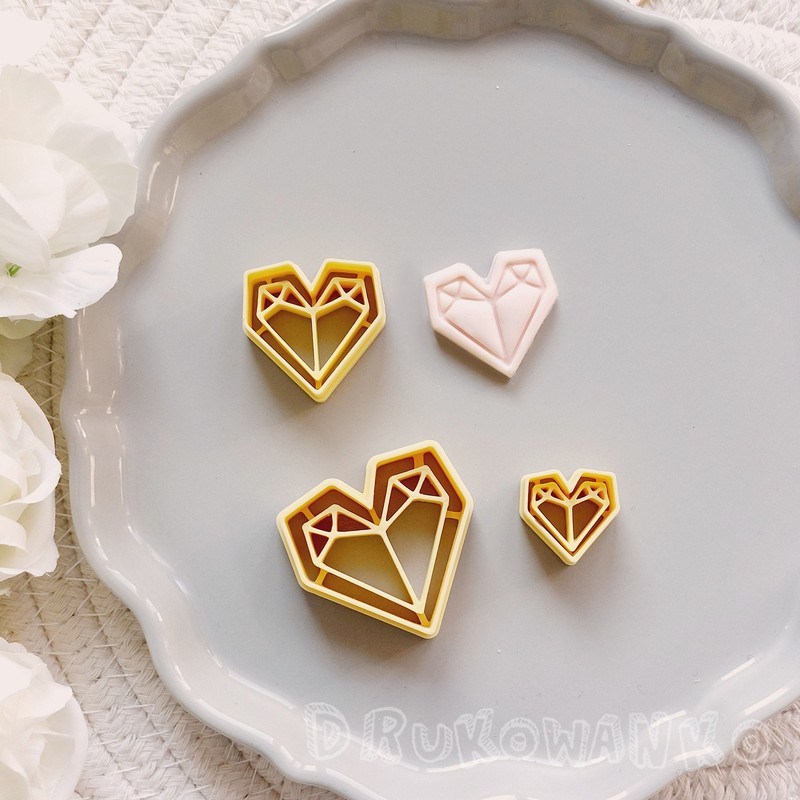 Heart Hearts Love Valentines Present 2 Polymer Clay Cutter For Earring