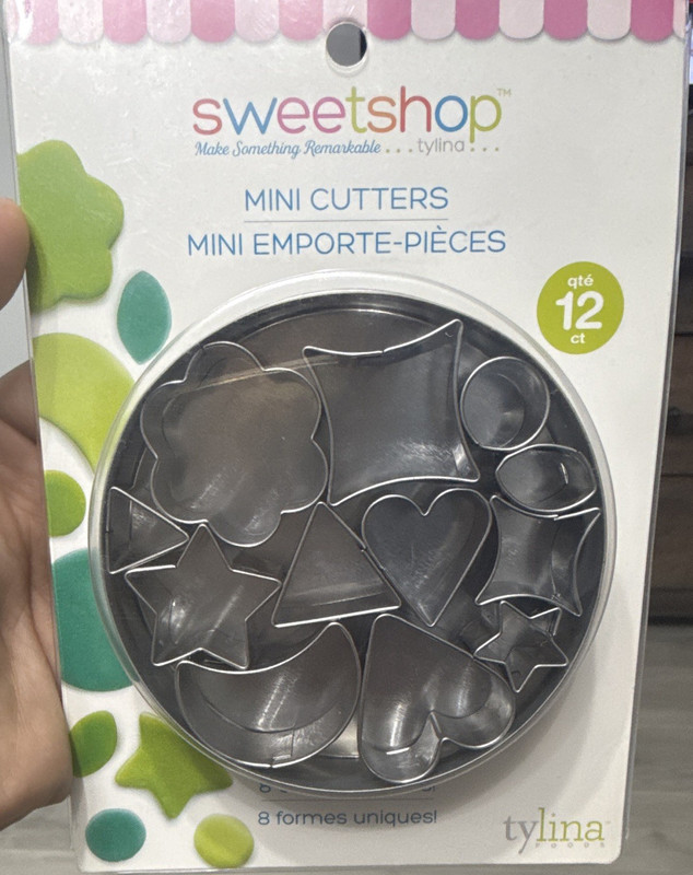 Sweetshop Tylina Mini Metal Cookie Cutters 12 ct Assorted Shapes Silver