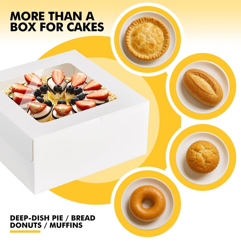 24Pcs Cake Boxes with Window 10X10X5 Inches White Bakery Boxes Cookie Dessert gallery
