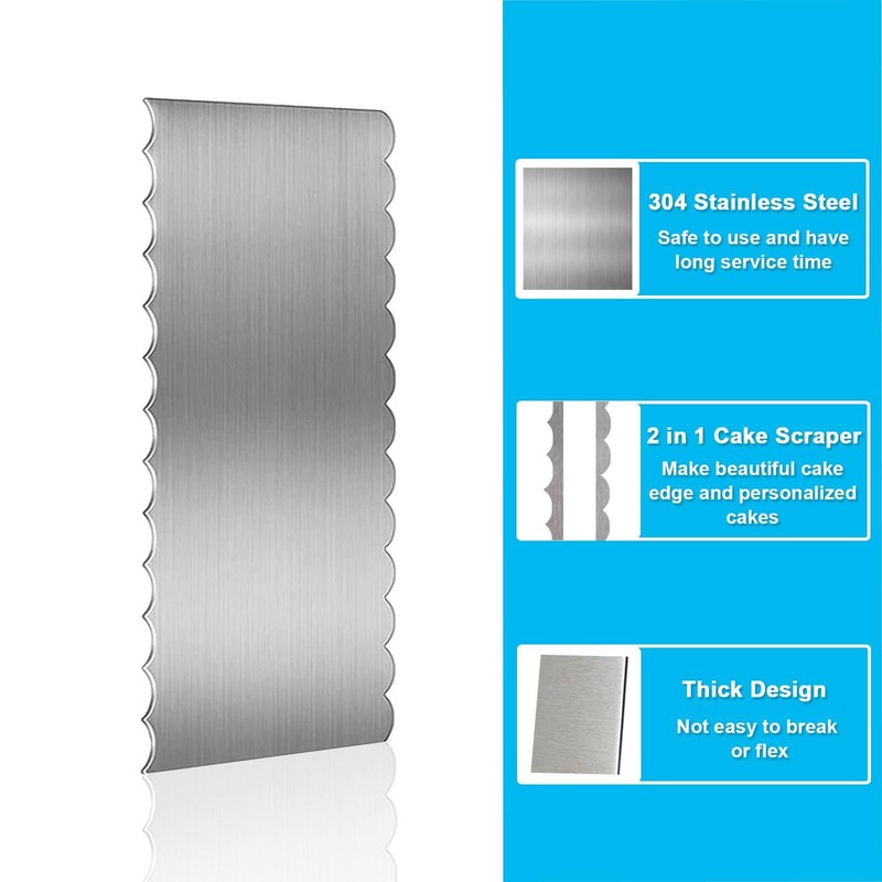 9 Inch Stainless Steel Cake Scraper Cake Decorating Tools Sided Patterned Edg... gallery