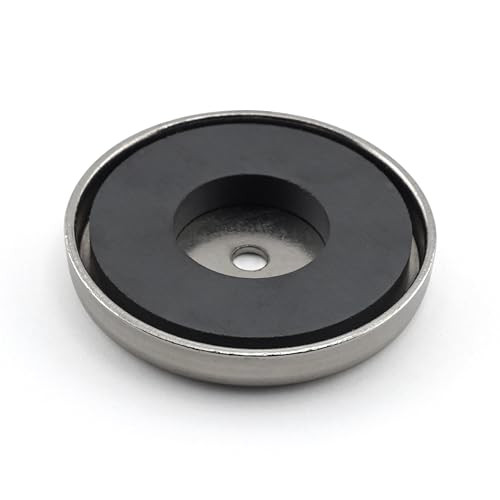 Round Base Magnet Fastener with 0.197" Center Hole Chrome Plate, 2.04" gallery