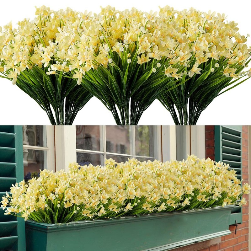 Haplia 22 Bundles Artificial Daffodils Flowers Fake Artificial Greenery Uv