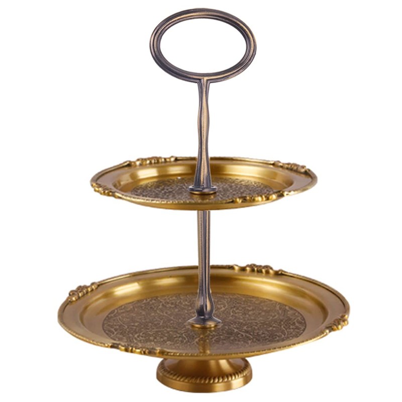 15 Inches 3-Tier Cupcake Retro Golden Stand Hardware Fitting, Metal Mold Oval... gallery