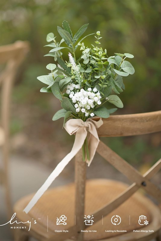 Ling'S Moment Lings Moment 8 White Aisle Pew Artificial Flowers Arrangements gallery