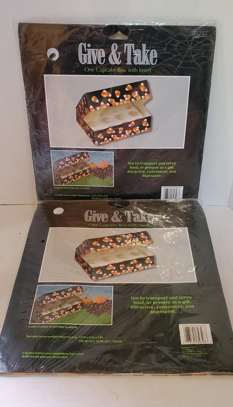 Set Of Two Vintage Give & Take Halloween Cupcake Box With Insert Holds 12 Each