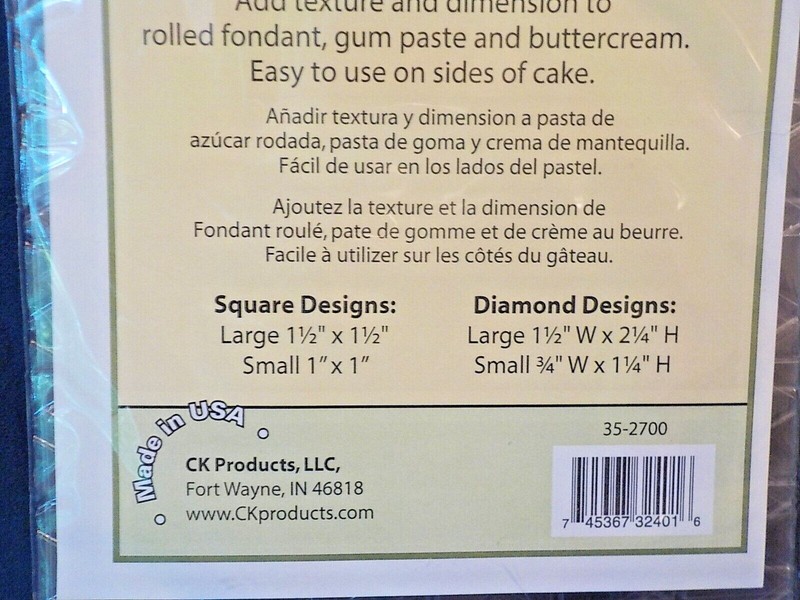 4 Piece Cake Craft IMPRESSION MATS Diamonds & Squares Fondant Gum Paste NEW ~ gallery