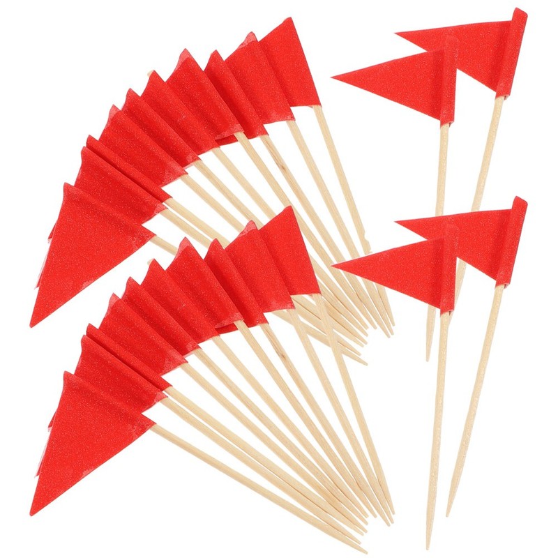 120 Pcs Triangle Flag Cupcake Picks Cocktail Toothpicks Appetizer Flags gallery