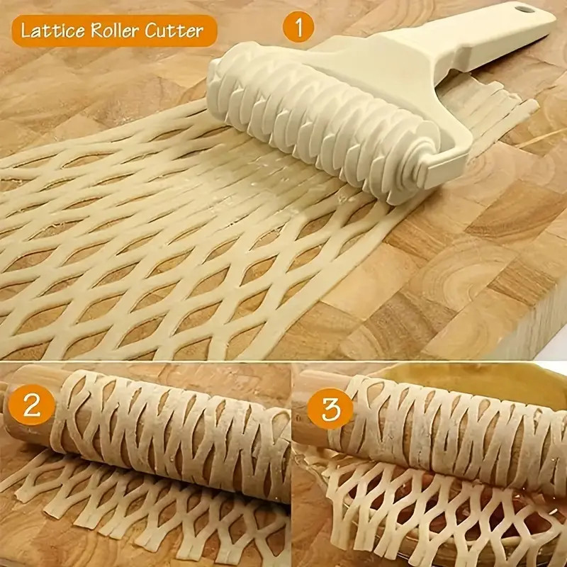 Lattice Pattern Roller Cutter For Homemade Pizza Pie Cookie Dough Baking Tool gallery