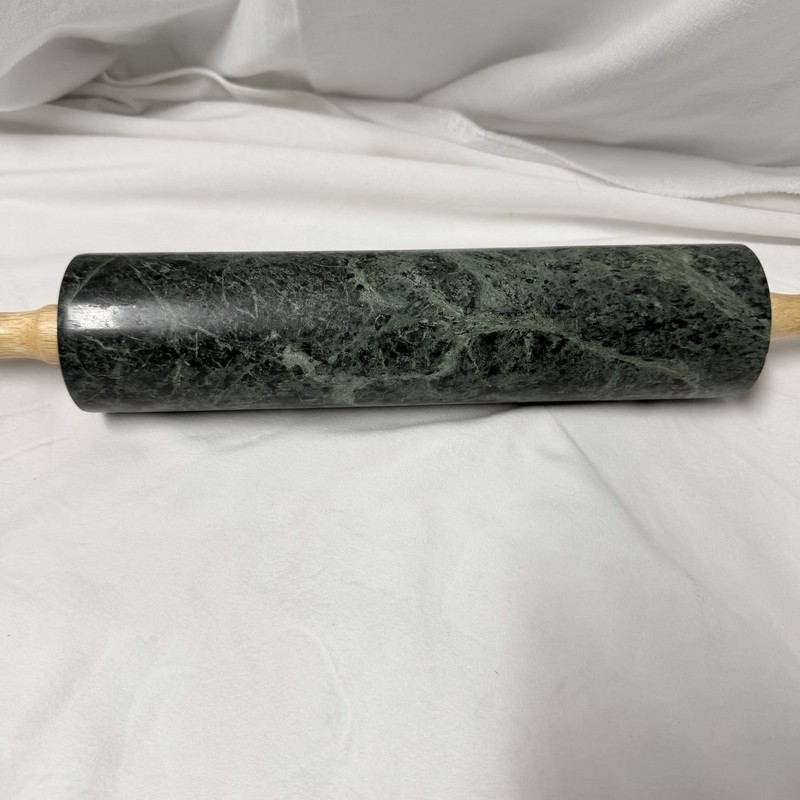 Heavy Marble Stone Rolling Pin easy Grip Wood Handles Gourmet Dark Green gallery