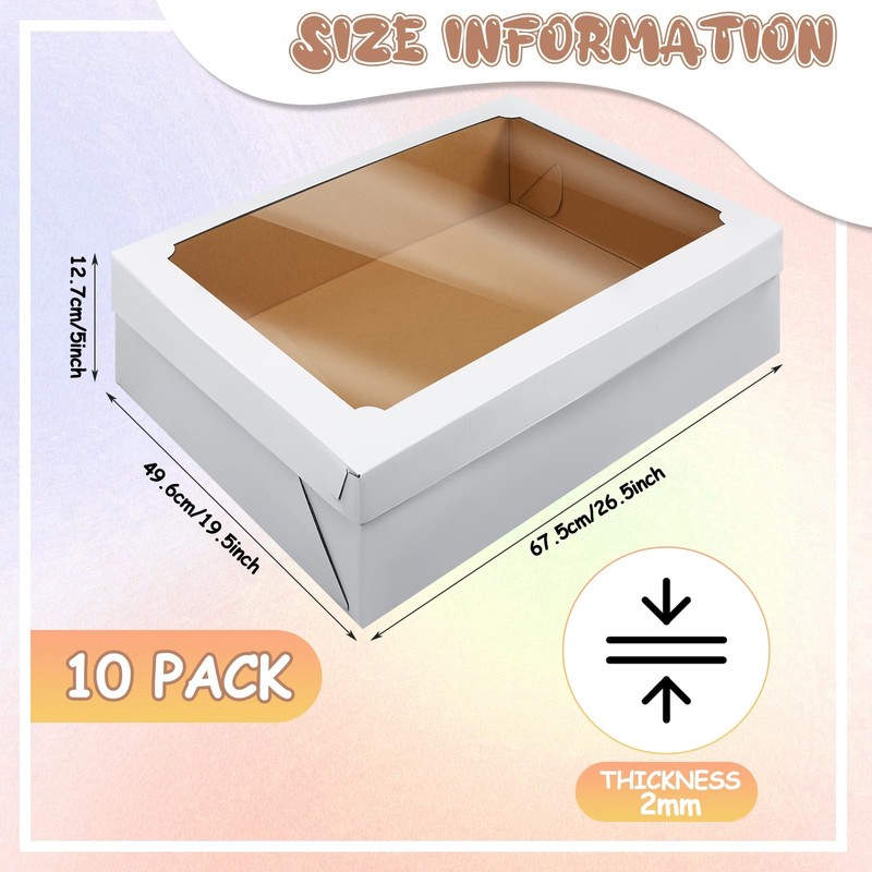 10 Pcs Full Sheet Cake Box with Window Large Bakery Boxes Corrugated Rectangl... gallery