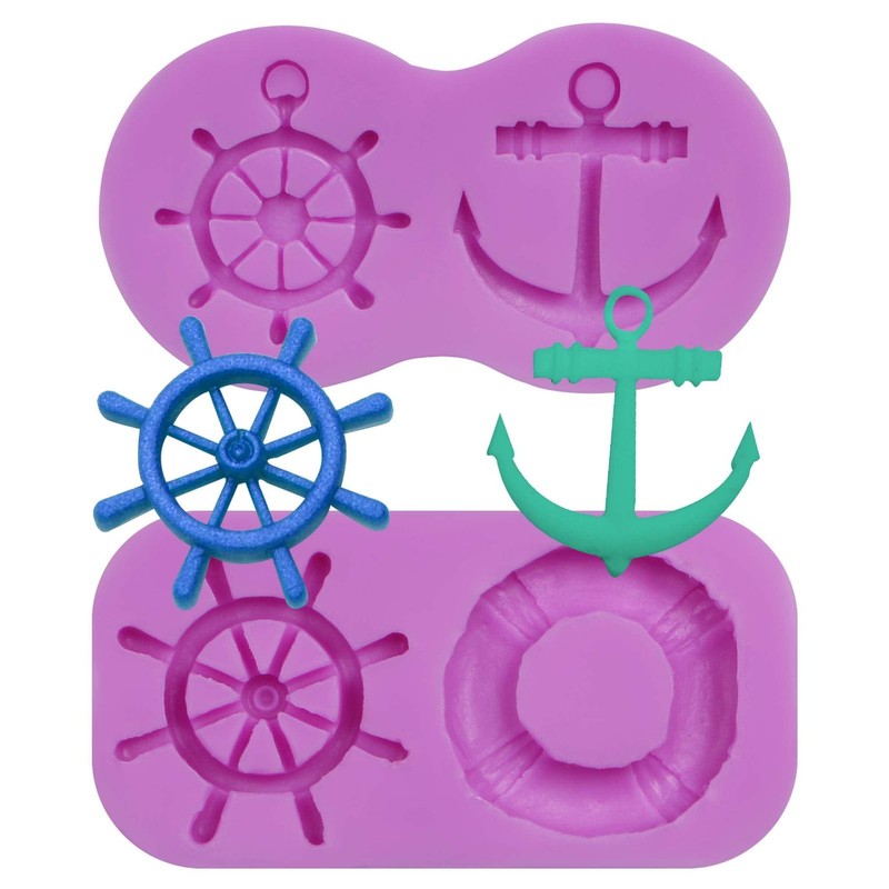 Anchor Silicone Fondant Mold Rudder Lifebuoy Chocolate Seafaring Cake Dec