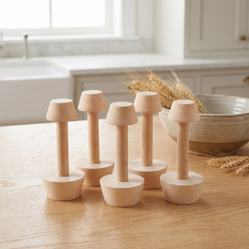 5Pcs Wooden Tart Molds Reusable Pastry Press Tool Beige Egg Tart Shaping gallery