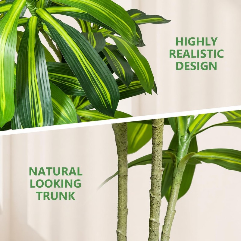 Zinloo Artificial Dracaena Tree 5Ft Artificial Indoor Tree Large Indoor Plant gallery