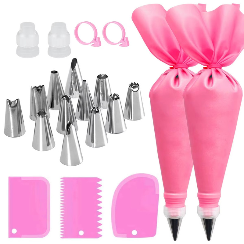Piping Bags Cake Decorating Tools Reusable Silicone Pastry Bag Stainless Steel N gallery