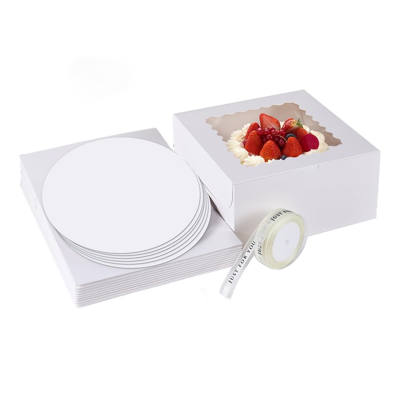12pcs 10x10x5 Inches Cake Boxes,6pcs White Boxes and 6pcs Boards,Cajas Pastel…