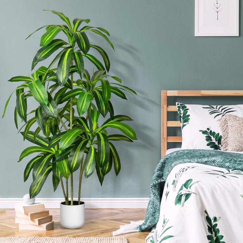 Zinloo Artificial Dracaena Tree 5Ft Artificial Indoor Tree Large Indoor Plant gallery