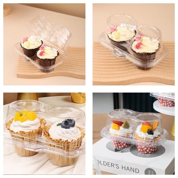 30 PCS Clear Cupcake Boxes 2 Compartment Plastic Stackable Carrier Holder gallery