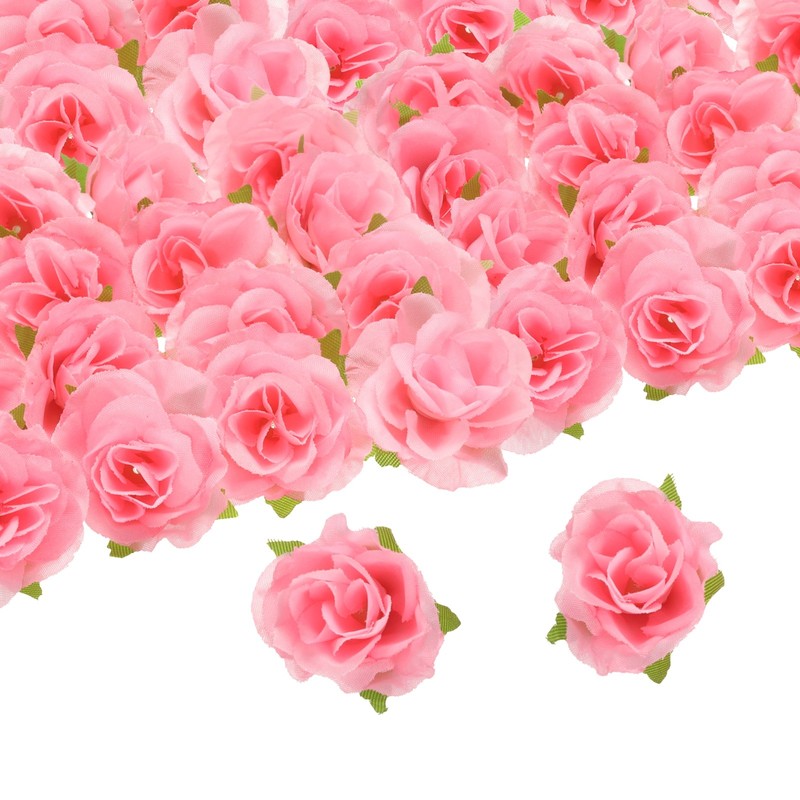 100pcs Artificial Rose Flower Heads,1.2″ Silk Fake Roses Heads, Light Pink