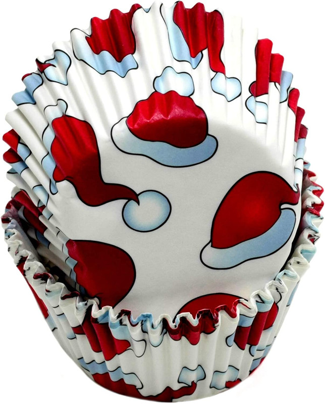 Paper Patterned Cupcake Liners, 50 Count, White/Red gallery