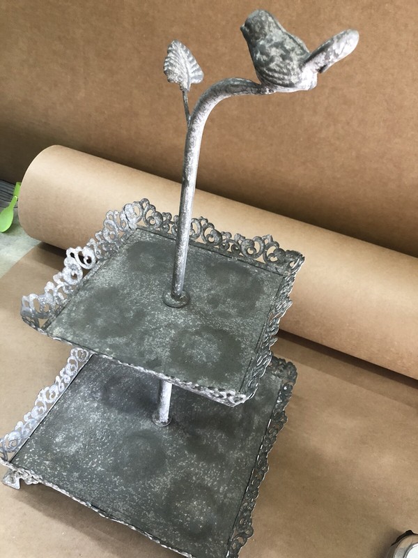 Tiered Stand Galvanized Cupcake Dessert Party Decor Bottom 10” Top 7” H19.5” gallery
