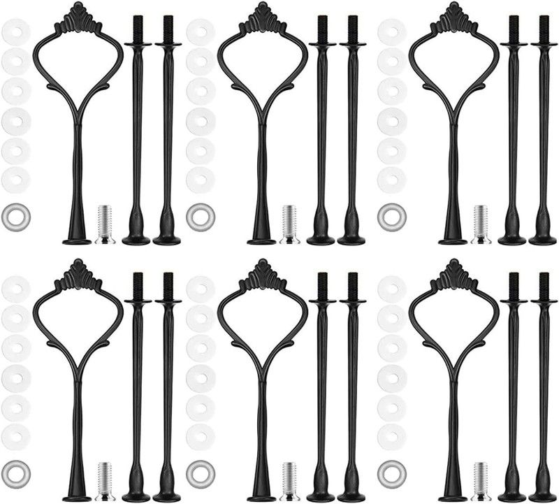 6 Set 3 Tier Cake Stand Handle Hardware Dessert Platter Stand Kit Black