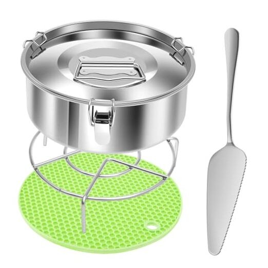 1.5Qt Flan Mold with Lid, 304 Stainless Steel Flan Pan with Spatula silver
