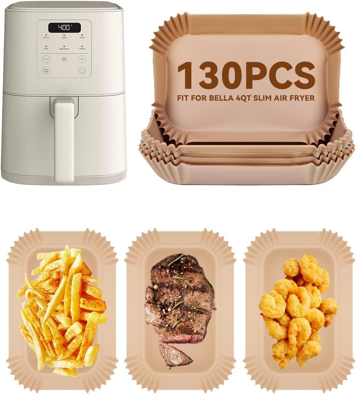 130PCs Air Fryer Paper Liners for bella 4Qt Slim Air Fryer(3.3lb acity)