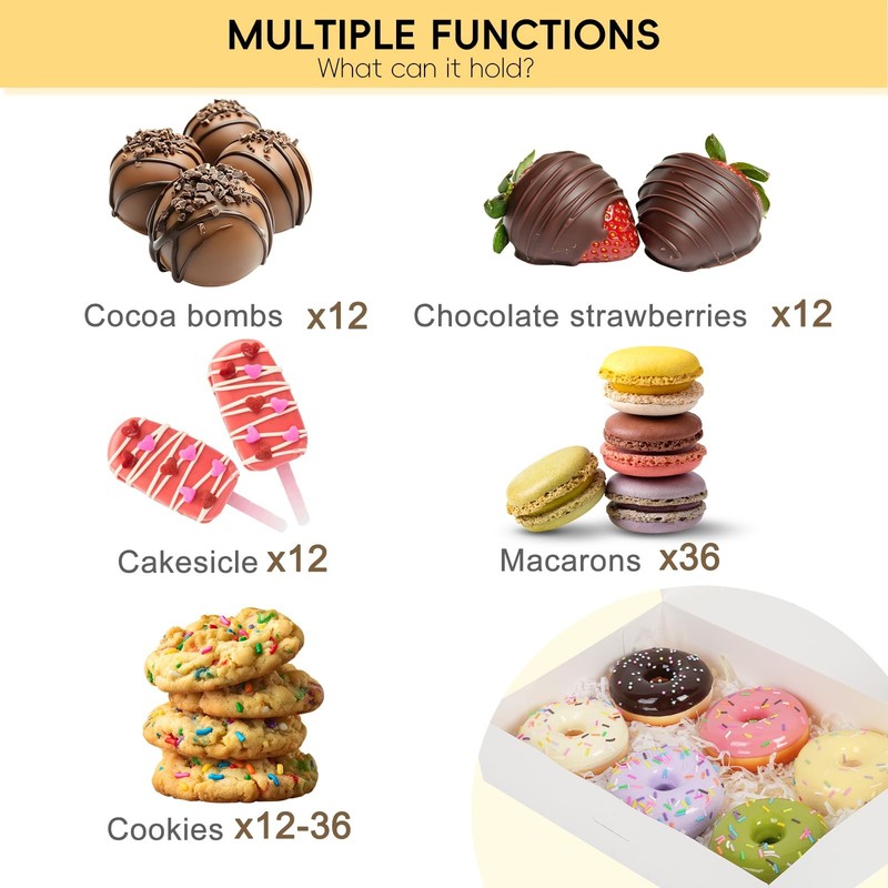 30pcs Bakery Boxes 12x8x2.5 Inches Auto-Popup Cookie with 3 Style Windows gallery