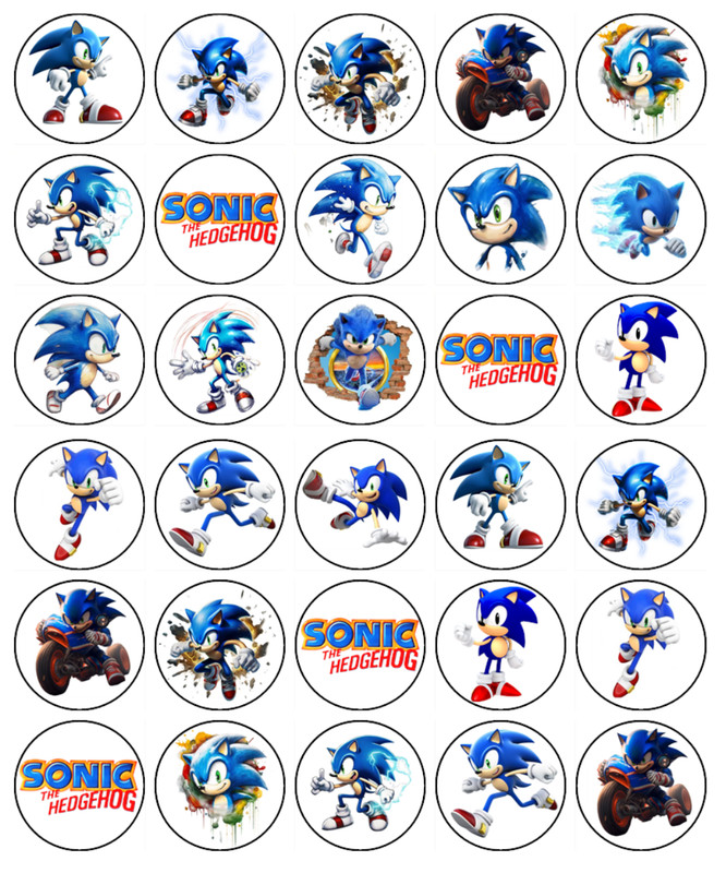 Sonic the Hedgehog Edible Wafer Cake Topper & Cupcake Images – Party Decor gallery