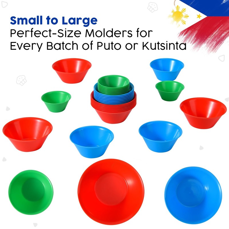 30 PCS Small Medium Large Plastic Puto Kutsinta Molder Filipino Dessert Cup gallery