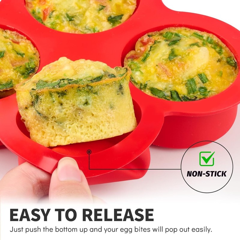 2 Pack Air Fryer Egg Bite Molds, 4-Cup Mini Round Muffin Pans Silicone Baking... gallery