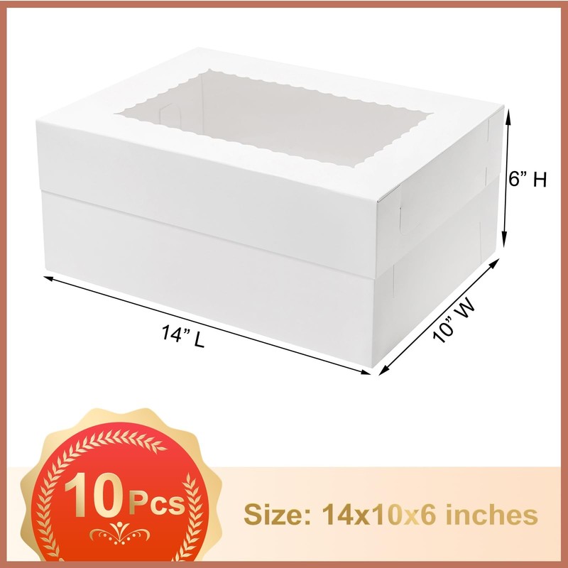 10pcs 14x10x6 Cake Boxes with Window Rectangle Quarter Sheet Bakery Boxes for... gallery