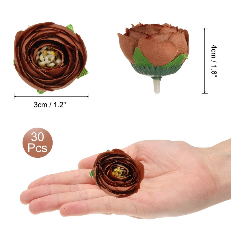 30pcs Artificial Camellia Flower Heads1.2" Silk Fake camellia Heads Coffee gallery