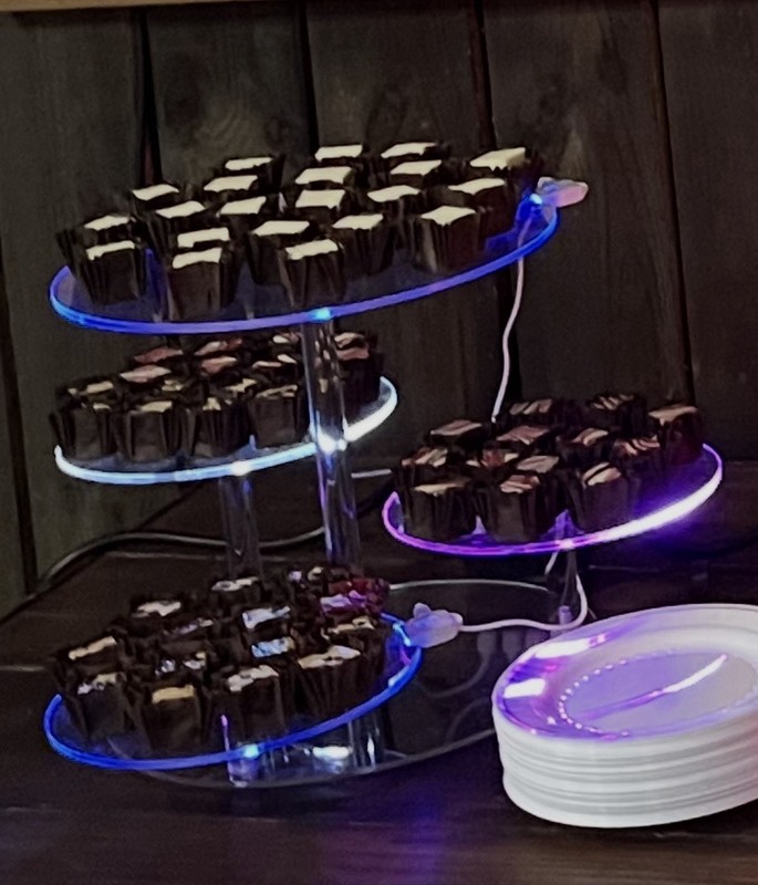 SHUOTAO 4-Tier Round Clear Acrylic Cupcake Stand Tower w/ LED Light includes USB