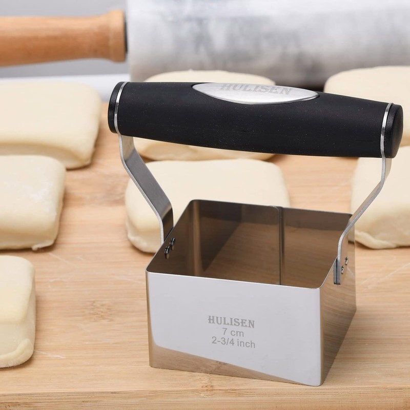 Square Biscuit Cutter, 2.75 Inch Stainless Steel Cookie Cutter with Soft Grip Ha gallery