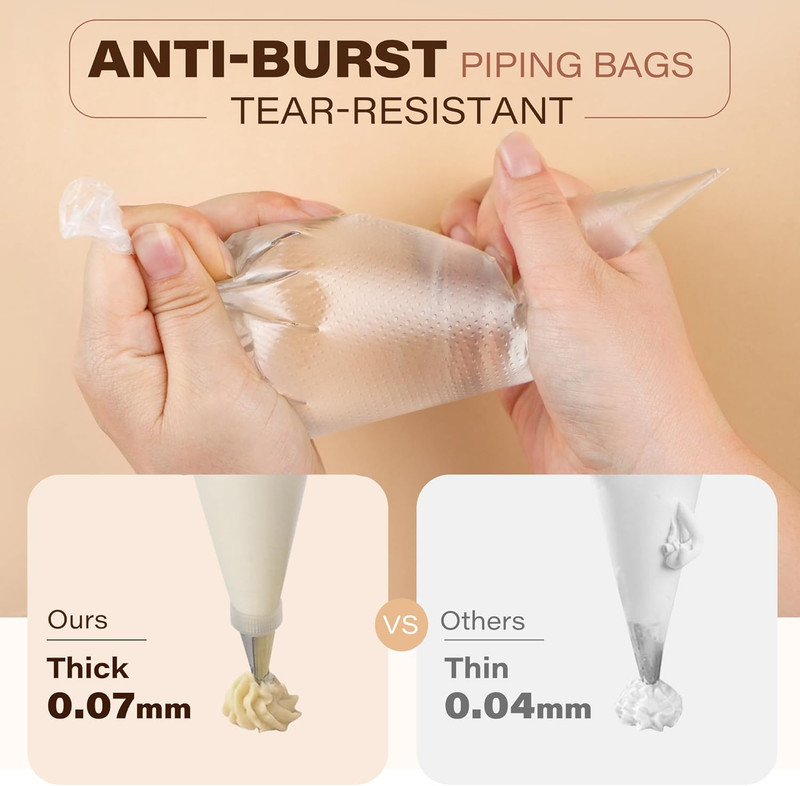 500Pcs Piping Bags 10 Inch, Thick Tipless Piping Bags, Non-Slip Disposable Pastr gallery