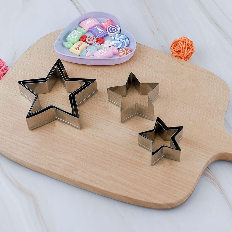 6 Pieces Star Cookie Cutters Set - Stainless Steel Five-Pointed Shaped Cutter, B gallery