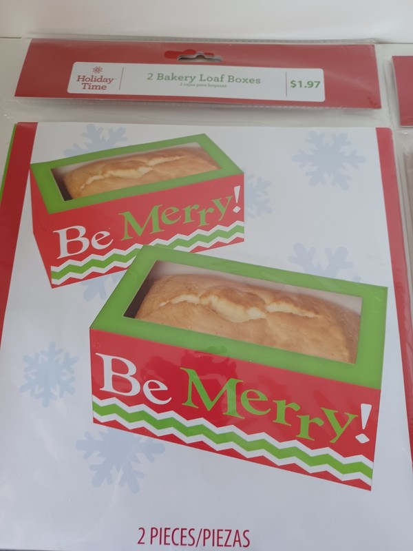 Holiday Time 2 Christmas Loaf Boxes Cardboard Red Green White Disposable Chevron gallery
