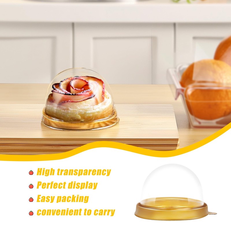100 Pack Clear Plastic Mini Cake with Dome Lids,Plastic Mini Cupcake Containe... gallery